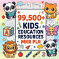 99500+ Kids Learning Bundle Coloring Pages Worksheets Activities PLR MRR Rights Digital Download Printables