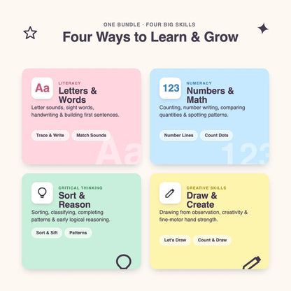 Preschool and Kindergarten Learning Bundle | +2,400 Pages | Printable Activity Worksheets | Writing | Sight Words | Numbers and Alphabet